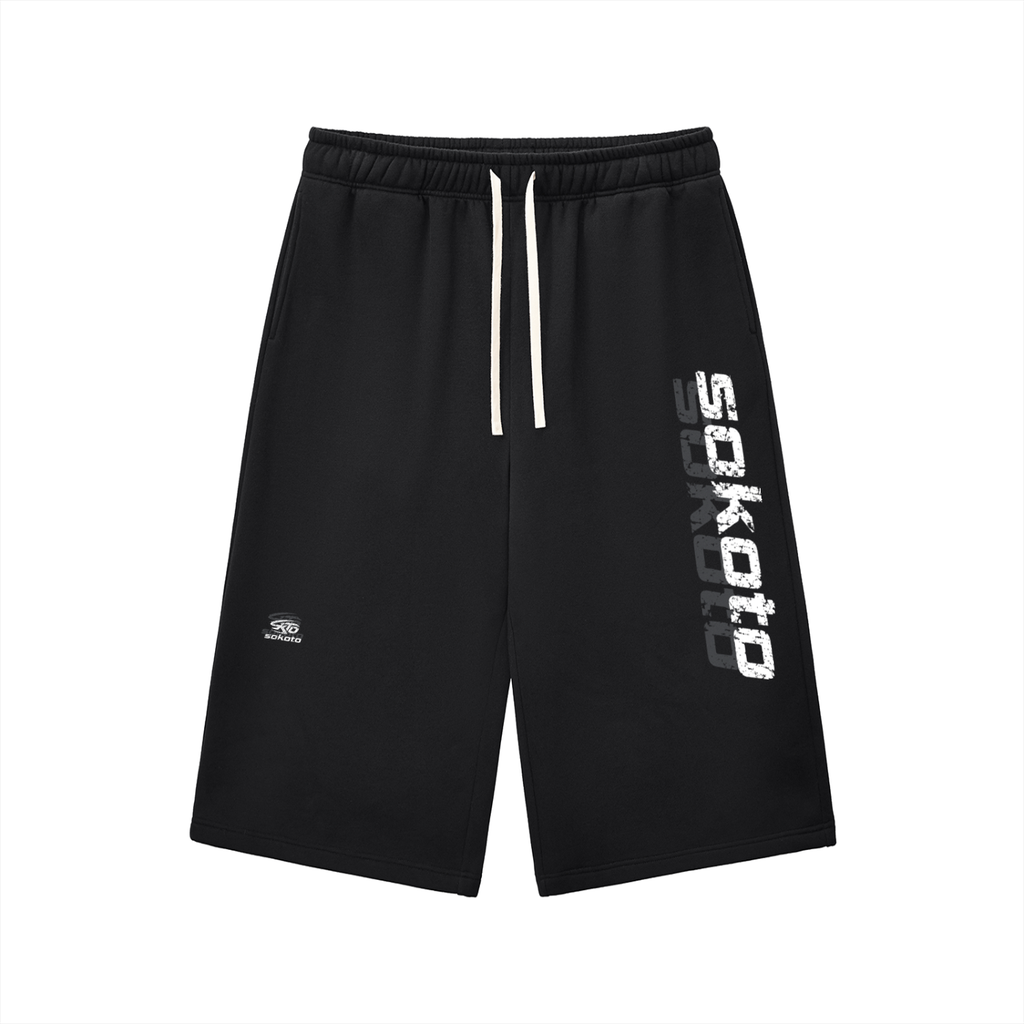 WHITE N GREY LOGO 3/4 SHORTS